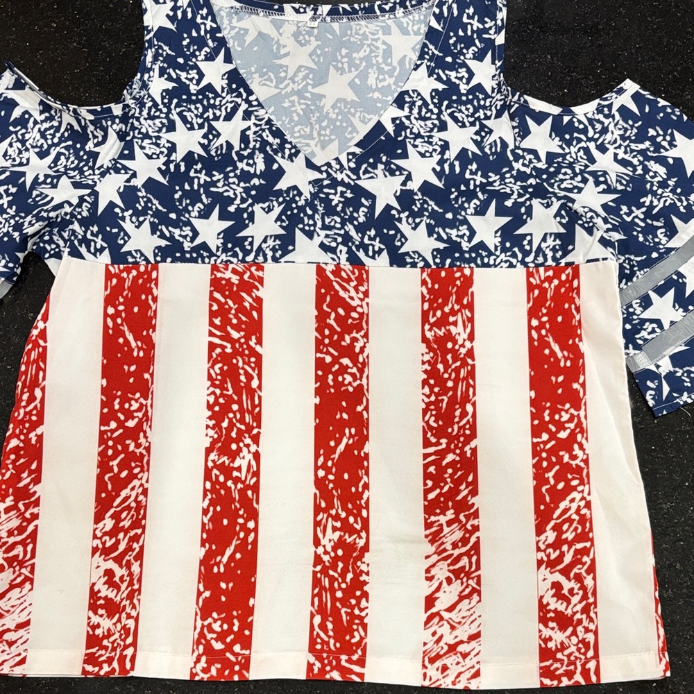 Patriotic Cold Shoulder Blouse